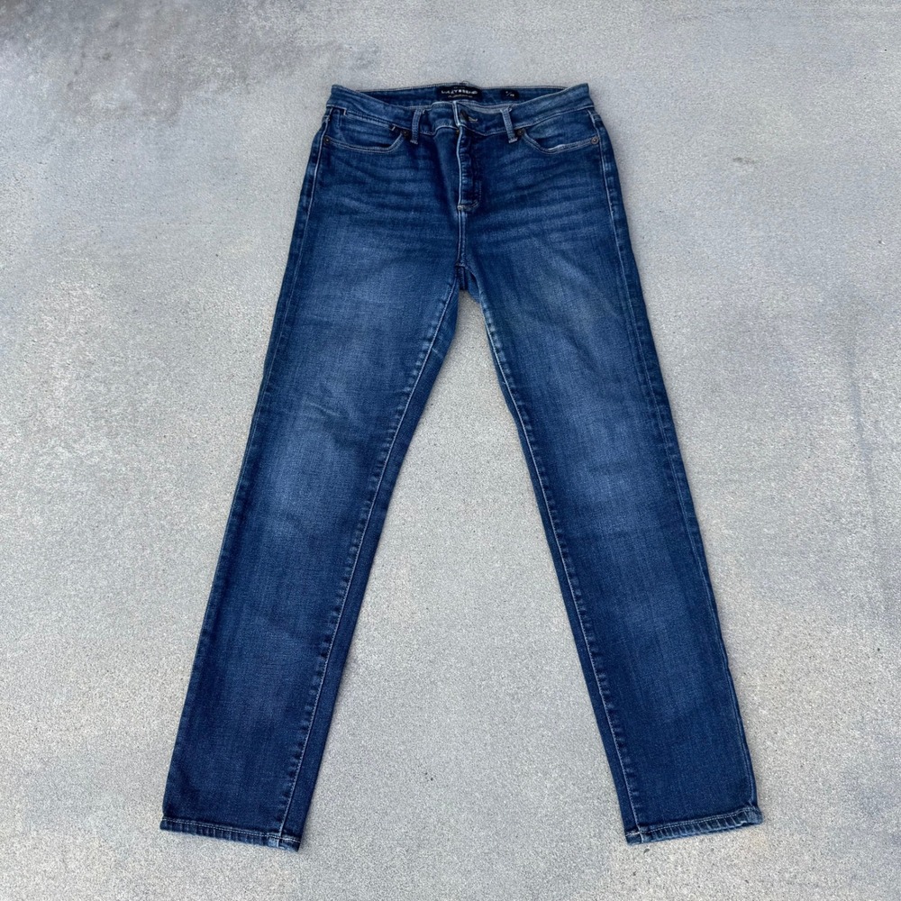 Lucky Brand Women Blue Mid Rise Skinny Jeans Size 6 28 Dark Wash Stretch Denim